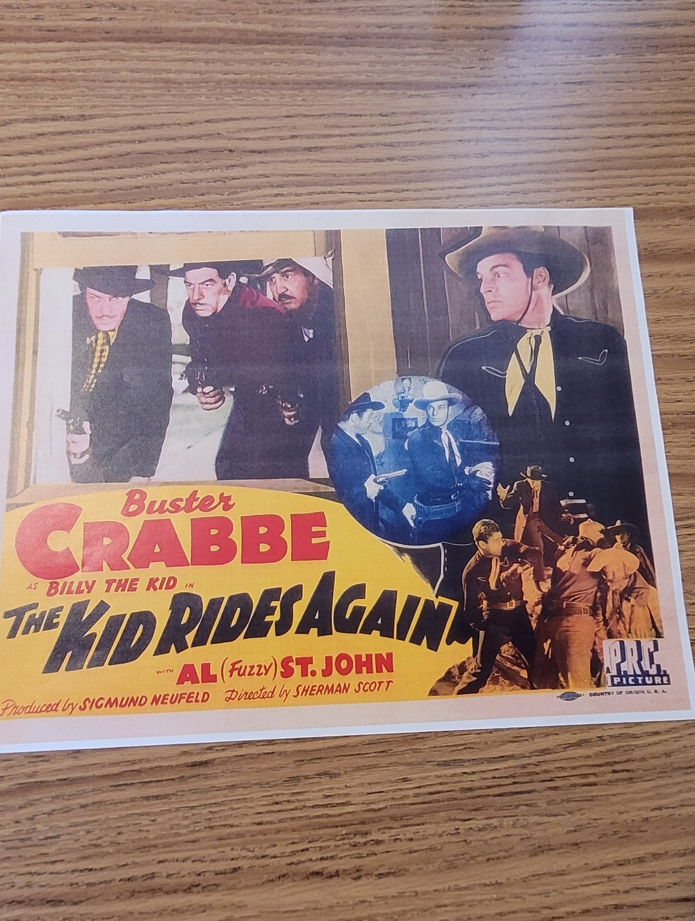 Buster Crabbe The Kid Rides Again Wall Poster - Yellow/Red 11 X 14